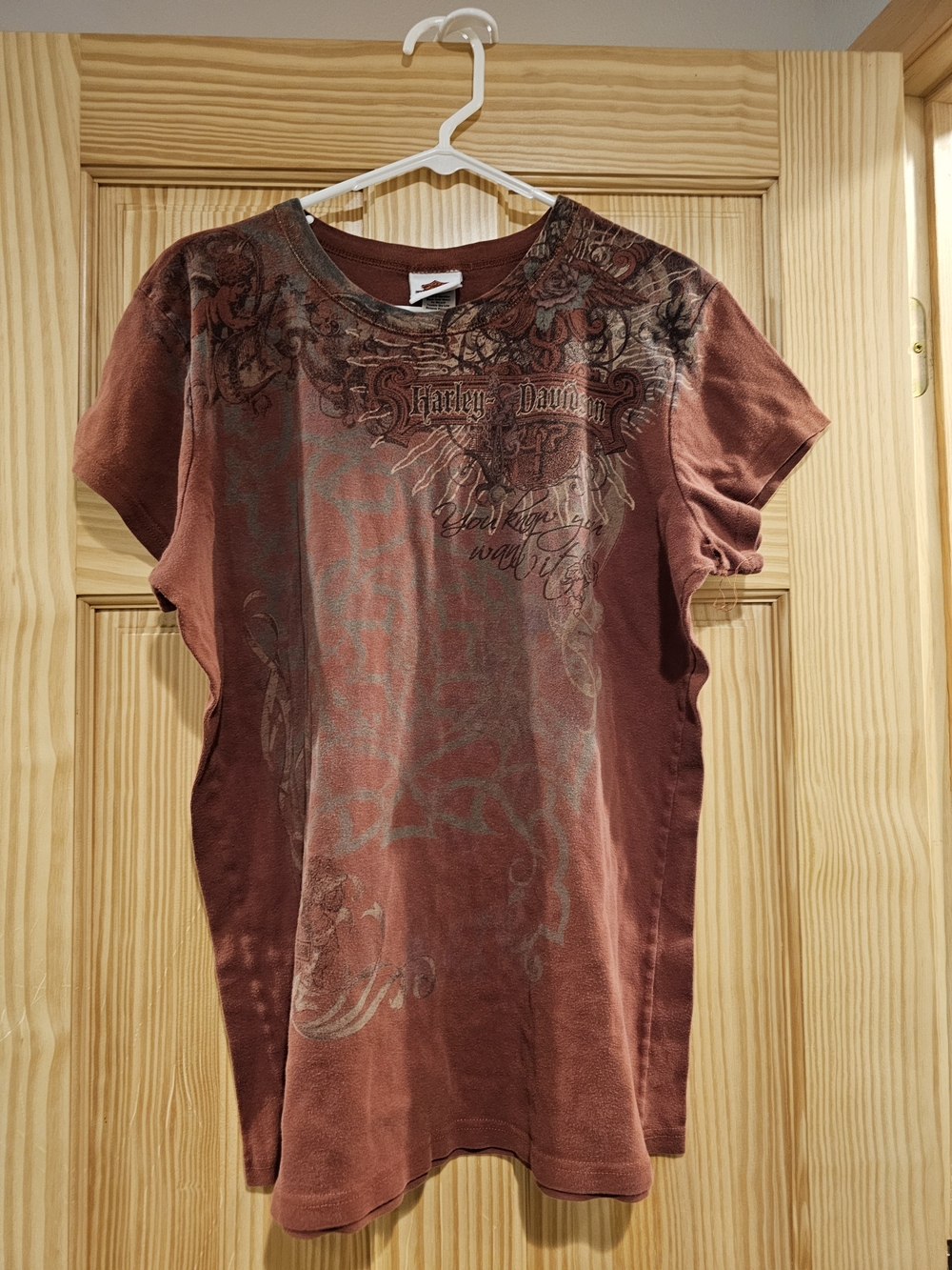 Harley-Davidson 2X Tee Live To Ride Motorcycle Rust Womens Plus *Torn Seam*